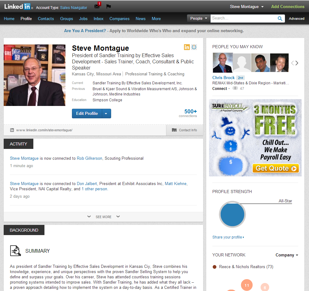 New LinkedIn Profiles and Recommendations